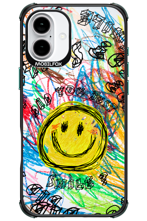 Crayon Smiley Colorful - Apple iPhone 16 Plus