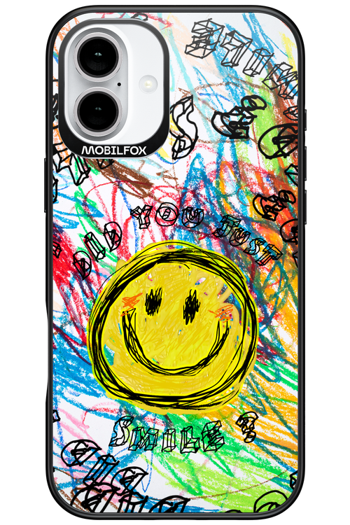 Crayon Smiley Colorful - Apple iPhone 16 Plus